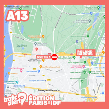 Roland-Garros : fermeture de la sortie n°1 de l’A13