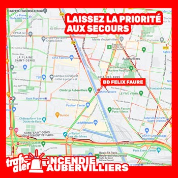 Incendie en cours à Aubervilliers