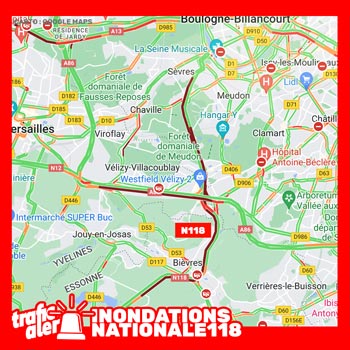 N118 saturée en raison d’inondations